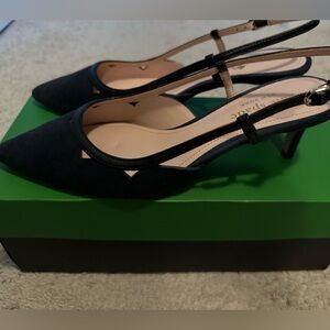 Kate Spade Veyda Navy Suede Slingback Heels